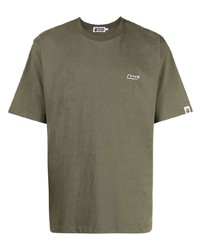olivgrünes T-Shirt mit einem Rundhalsausschnitt von A Bathing Ape