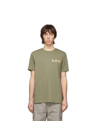 olivgrünes T-Shirt mit einem Rundhalsausschnitt von A.P.C.
