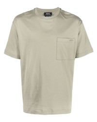 olivgrünes T-Shirt mit einem Rundhalsausschnitt von A.P.C.