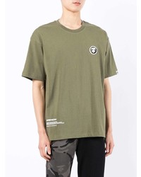 olivgrünes T-Shirt mit einem Rundhalsausschnitt von AAPE BY A BATHING APE