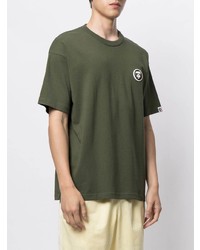 olivgrünes T-Shirt mit einem Rundhalsausschnitt von AAPE BY A BATHING APE