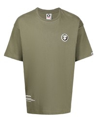 olivgrünes T-Shirt mit einem Rundhalsausschnitt von AAPE BY A BATHING APE