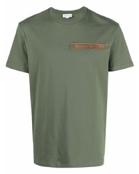 olivgrünes T-Shirt mit einem Rundhalsausschnitt von Alexander McQueen