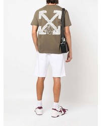 olivgrünes T-Shirt mit einem Rundhalsausschnitt von Off-White