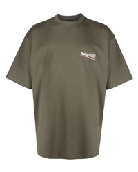 olivgrünes T-Shirt mit einem Rundhalsausschnitt von Balenciaga