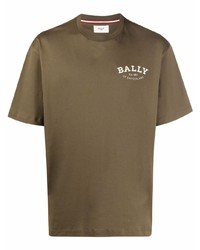 olivgrünes T-Shirt mit einem Rundhalsausschnitt von Bally