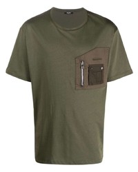 olivgrünes T-Shirt mit einem Rundhalsausschnitt von Balmain