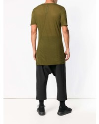 olivgrünes T-Shirt mit einem Rundhalsausschnitt von Rick Owens