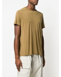 olivgrünes T-Shirt mit einem Rundhalsausschnitt von Rick Owens