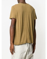 olivgrünes T-Shirt mit einem Rundhalsausschnitt von Rick Owens