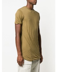 olivgrünes T-Shirt mit einem Rundhalsausschnitt von Rick Owens