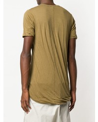 olivgrünes T-Shirt mit einem Rundhalsausschnitt von Rick Owens