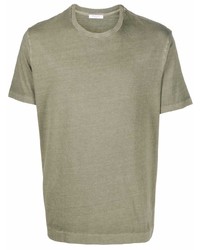 olivgrünes T-Shirt mit einem Rundhalsausschnitt von Boglioli