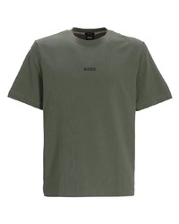 olivgrünes T-Shirt mit einem Rundhalsausschnitt von BOSS
