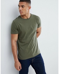 olivgrünes T-Shirt mit einem Rundhalsausschnitt von Burton Menswear