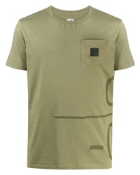 olivgrünes T-Shirt mit einem Rundhalsausschnitt von C.P. Company