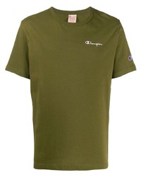 olivgrünes T-Shirt mit einem Rundhalsausschnitt von Champion