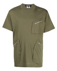 olivgrünes T-Shirt mit einem Rundhalsausschnitt von Comme des Garcons Homme Deux