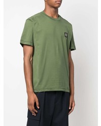 olivgrünes T-Shirt mit einem Rundhalsausschnitt von Stone Island