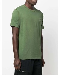 olivgrünes T-Shirt mit einem Rundhalsausschnitt von Stone Island