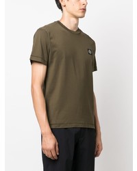 olivgrünes T-Shirt mit einem Rundhalsausschnitt von Stone Island