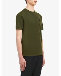 olivgrünes T-Shirt mit einem Rundhalsausschnitt von Prada