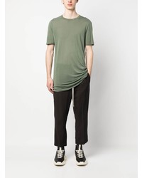 olivgrünes T-Shirt mit einem Rundhalsausschnitt von Rick Owens