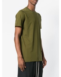 olivgrünes T-Shirt mit einem Rundhalsausschnitt von Rick Owens