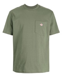 olivgrünes T-Shirt mit einem Rundhalsausschnitt von Danton
