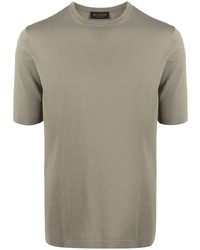 olivgrünes T-Shirt mit einem Rundhalsausschnitt von Dell'oglio