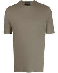 olivgrünes T-Shirt mit einem Rundhalsausschnitt von Dell'oglio