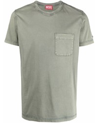 olivgrünes T-Shirt mit einem Rundhalsausschnitt von Diesel