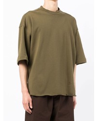 olivgrünes T-Shirt mit einem Rundhalsausschnitt von Jil Sander