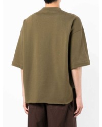 olivgrünes T-Shirt mit einem Rundhalsausschnitt von Jil Sander