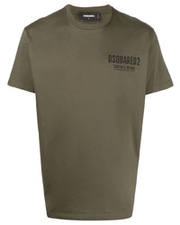 olivgrünes T-Shirt mit einem Rundhalsausschnitt von DSQUARED2