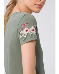 olivgrünes T-Shirt mit einem Rundhalsausschnitt von edc by Esprit