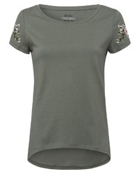 olivgrünes T-Shirt mit einem Rundhalsausschnitt von edc by Esprit