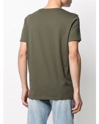 olivgrünes T-Shirt mit einem Rundhalsausschnitt von Balmain