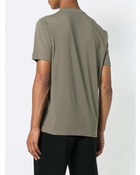 olivgrünes T-Shirt mit einem Rundhalsausschnitt von Love Moschino