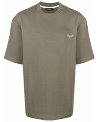 olivgrünes T-Shirt mit einem Rundhalsausschnitt von Ermenegildo Zegna