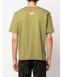 olivgrünes T-Shirt mit einem Rundhalsausschnitt von Heron Preston