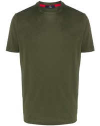 olivgrünes T-Shirt mit einem Rundhalsausschnitt von Fay