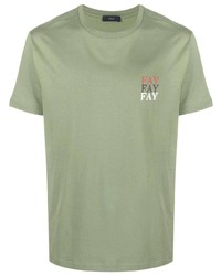 olivgrünes T-Shirt mit einem Rundhalsausschnitt von Fay