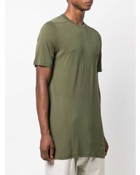 olivgrünes T-Shirt mit einem Rundhalsausschnitt von Rick Owens