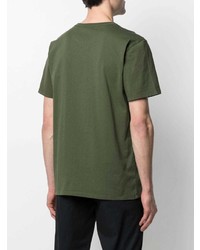 olivgrünes T-Shirt mit einem Rundhalsausschnitt von MAISON KITSUNÉ