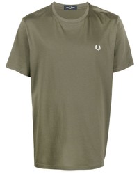 olivgrünes T-Shirt mit einem Rundhalsausschnitt von Fred Perry