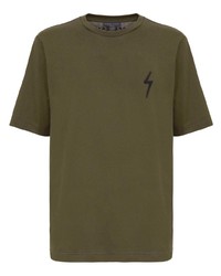 olivgrünes T-Shirt mit einem Rundhalsausschnitt von Giuseppe Zanotti