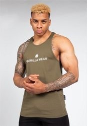 olivgrünes T-Shirt mit einem Rundhalsausschnitt von Gorilla Wear