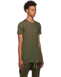 olivgrünes T-Shirt mit einem Rundhalsausschnitt von Rick Owens