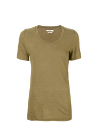 olivgrünes T-Shirt mit einem Rundhalsausschnitt von Isabel Marant Etoile